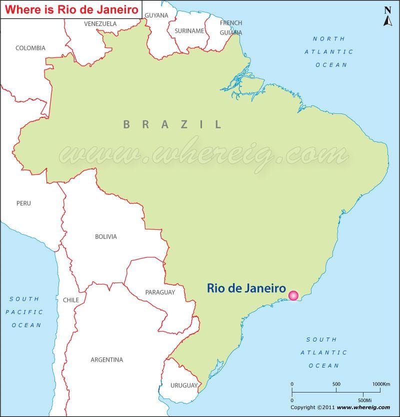 menunjukkan Rio de Janeiro di peta