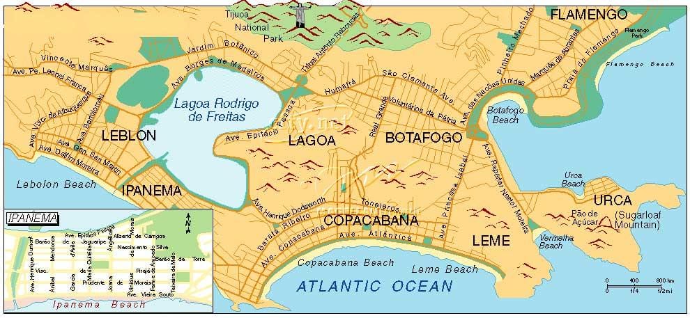 peta di pantai Rio de Janeiro