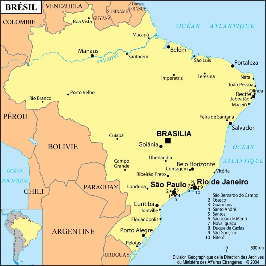 peta brazil menunjukkan Rio de Janeiro